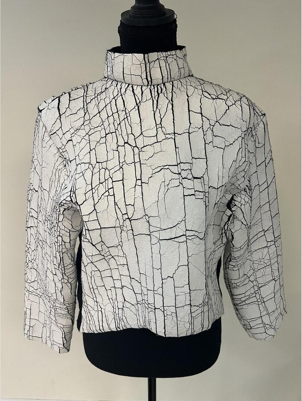 Balenciaga Paris FW13 Crackled Effect Jacket Wool Mohair Cashmere Italy 38
